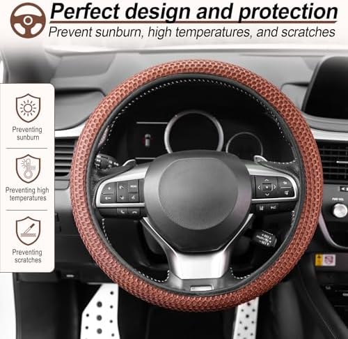 Alpmosn Elastic Stretch Steering Wheel Cover, Breathable Microfiber Ice Silk - Image 5