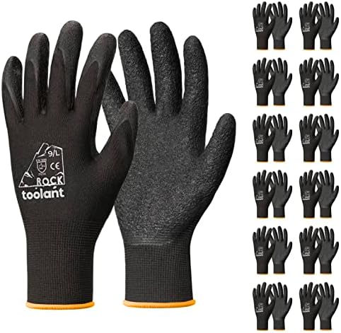 toolant Crinkle Latex Work Gloves, 12 Pairs by toolant