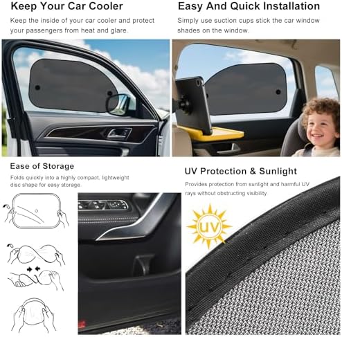 2 PCS Universal Car Window Shade, UV Rays Protection Automotive Sun Shades - Image 3