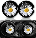 2Pcs Daisy Car Coasters, 2.75" Neoprene Rubber Cars Cup Holder Coasters by Databa