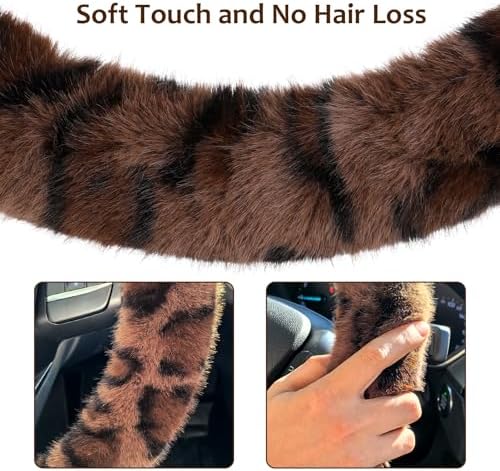 Accmor Fuzzy Car Steering Wheel Cover, Warm Fluffy Leopard Steering Wheel Cover - Image 4