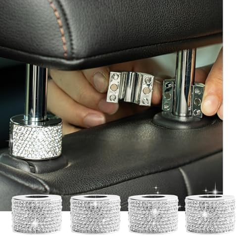 Rislobx 4PCS Magnetic Car Headrest Collars, Rhinestone Car Head Rest Collars by Rislobx