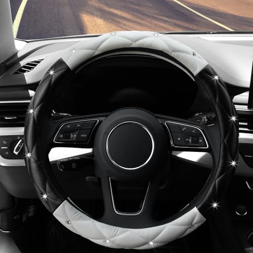 YOGURTCK Cute Diamond Soft Leather Anti-Slip Steering Wheel Cover - Image 3
