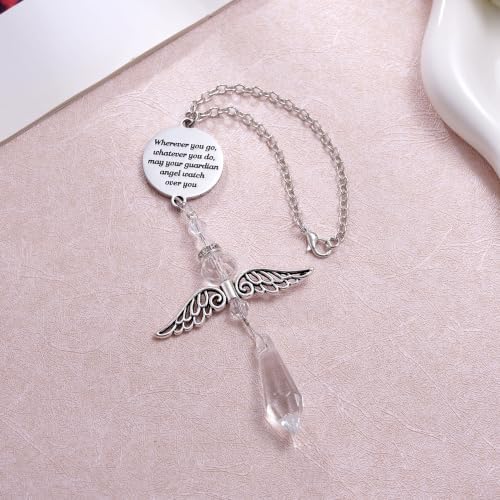 Guardian Angel Car Charm for Rear View Mirror, Crystal Angel Suncatcher Hanging - Image 3