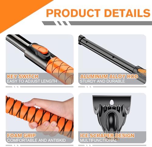 Showvigor Extendable Snow Brush and Ice Scraper - Image 2