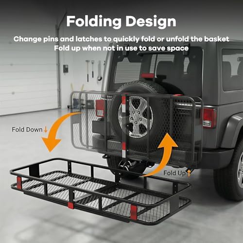 Hitch Cargo Carrier, 500lb Capacity, Galvanized Steel, Stabilizer and Cargo Net - Image 5