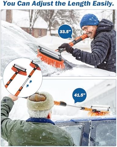 JOYTUTUS 41.5IN Extendable Snow Brush and Ice Scraper, 270°Pivoting Snow - Image 4
