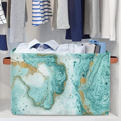 2Pack Turquoise Marble Texture Large Collapsible Storage Bins, Teal Marble - Image 4