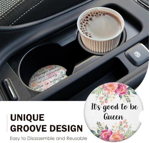 Funny Car Coasters for Cup Holder Set of 2 Passenger Rules Absorbent Ceramic - Image 7