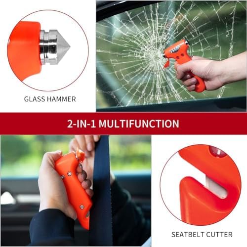 MOTORBUDDY Car Window Breaker Seatbelt Cutter and Emergency Glass Breaker - Image 4