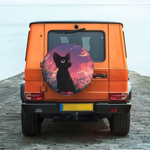 Black Cat Spare Tire Cover Waterproof Wheel Cover 16 Inch Universal Fit - Image 2