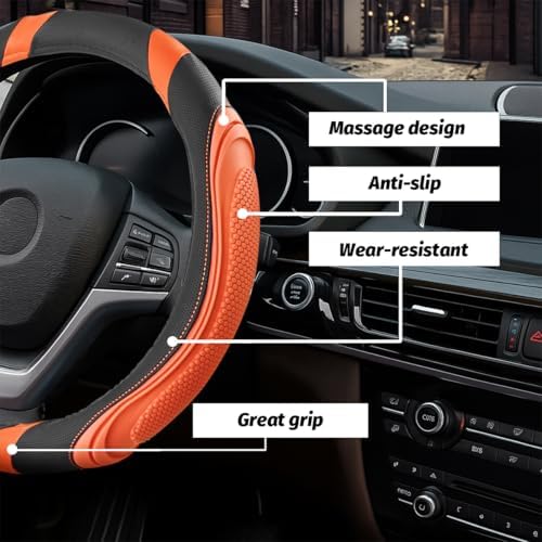 Osilly 15 Inch Artificial Leather Steering Wheel Cover - Image 3
