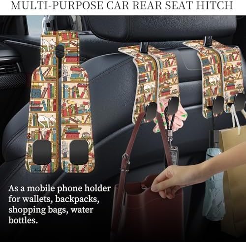 PU Leather Car Seat Hook, Storage Headrest Hanger, Cute Car Backseat Organizer - Image 2