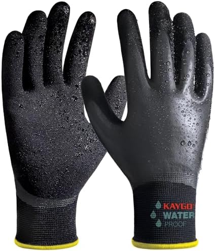KAYGO Waterproof Work Gloves, Non-Slip Double Latex Coated by KAYGO