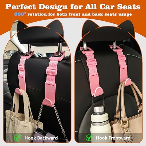 Amooca Anti-drop Car Headrest Hooks 4 Pack Seat Organizer - Image 3