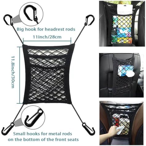 Universal Car Front Seat Net Pocket Organizer, Stretchable Hanging Storage Net - Image 3