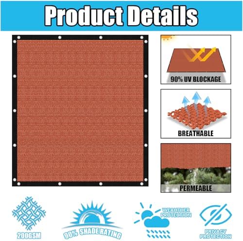 Amagenix 90% Pergola Shade Cover 9' X 15' Sun Shade Cloth - Image 3