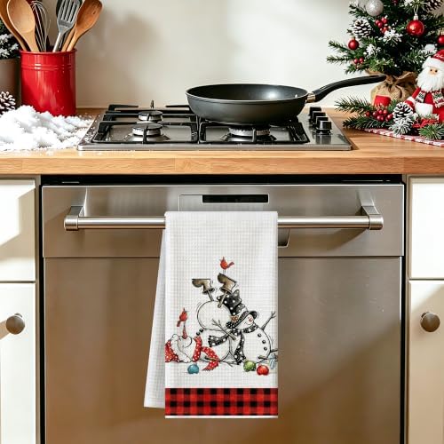 Christmas Kitchen Towels Snowman Waffle Hand Towels - Image 4