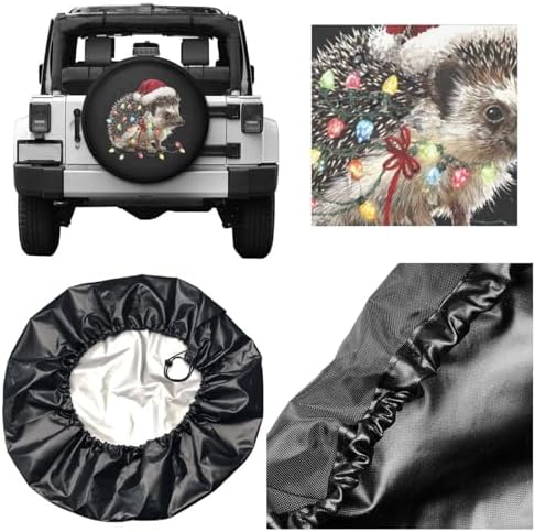 Funny Christmas Hedgehog Spare Tire Cover Universal - Image 5