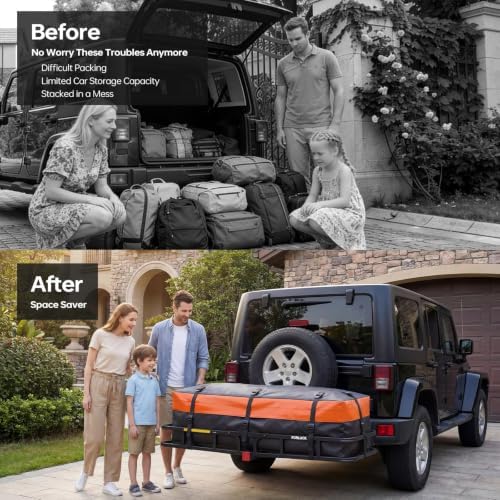 Forluck Waterproof Hitch Mount Cargo Carrier Bag, 20 Cubic Feet Soft Shell - Image 7
