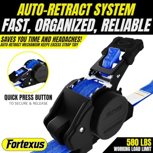 Retractable Ratchet Straps, Motorcycle, Pickup Truck - Image 4