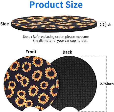 tifanso 2PCS Sunflower Non-Slip Car Cup Holder Coasters - Image 2