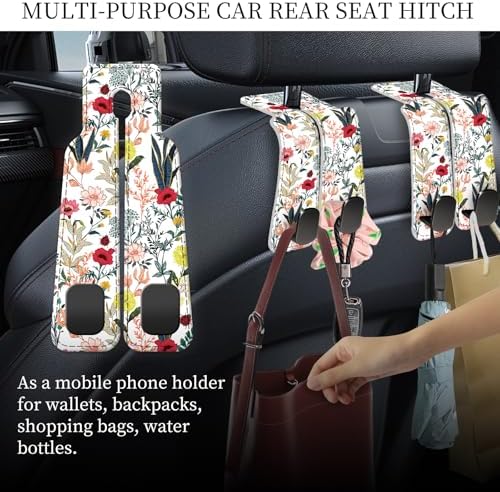 PU Leather Car Seat Hook, Storage Headrest Hanger, Cute Car Backseat Organizer - Image 2
