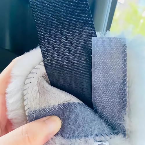 AOGELAN Fluffy Fuzzy Genuine Sheepskin Car Seat Belt Covers - Image 4