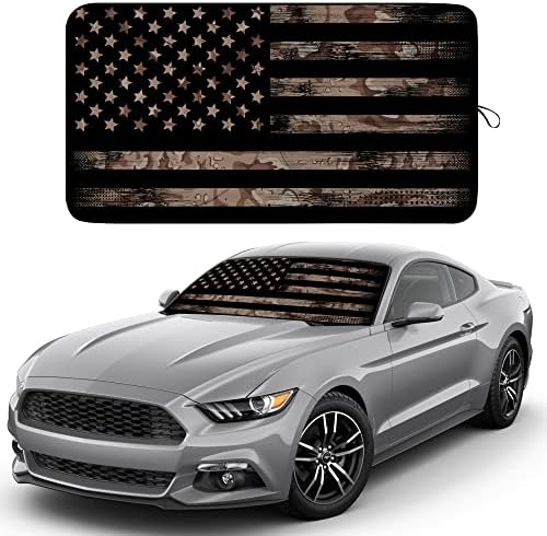 EcoNour Camoflage American Flag Windshield Sun Shade –240T Reflective Polyester by EcoNour
