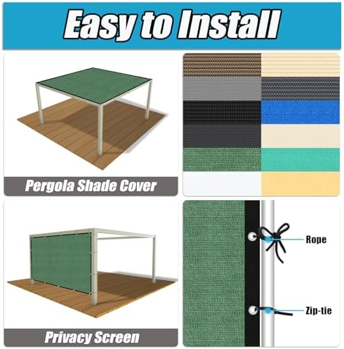 Amagenix 90% Pergola Shade Cover 5' X 11' Sun Shade Cloth - Image 4