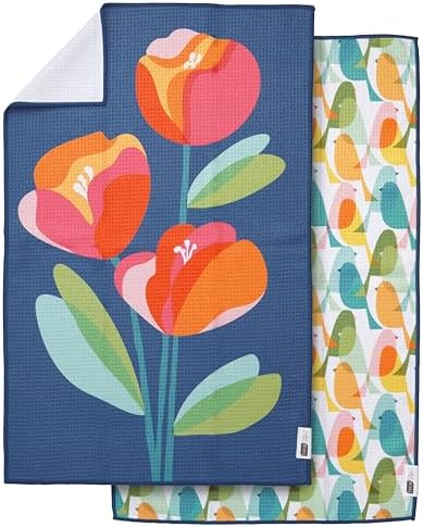 Ritz Waffle Microfiber Kitchen Towel 2pc Set – Three Flowers and Birds – Modern - Image 6