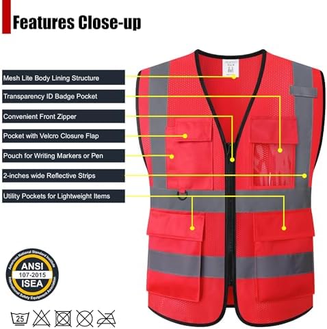 Safety Vest for Men Women Hi Vis Vest - Image 2