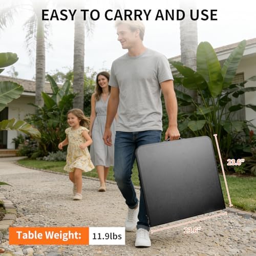 Folding Camping Table 4Ft X 2Ft, Aluminum Portable Adjustable Table W Hole - Image 3