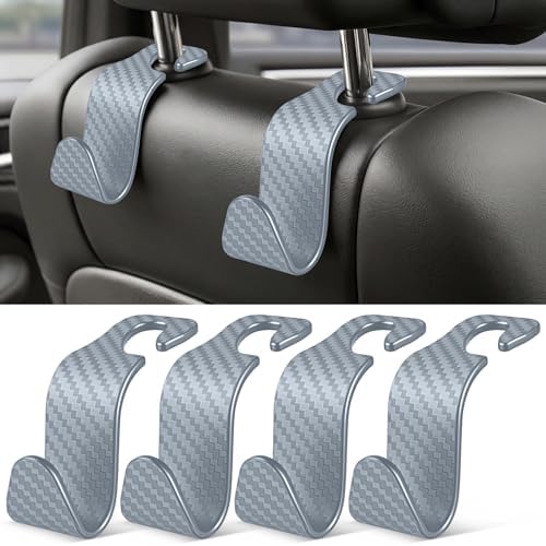 SINGARO Universal 4 Pack Car Seat Headrest Purse Hook, Carbon Fiber Back Seat by SINGARO