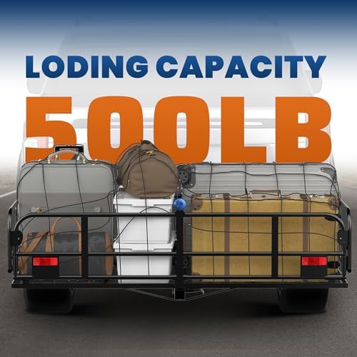 KUIPERAUTO 500 Lbs Folding Rack Hitch Mount Cargo Carrier, Bolt Lock Luggage - Image 4