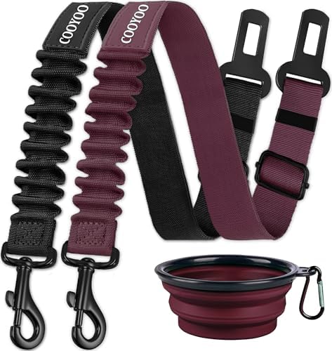 COOYOO Dog Seat Belt, 3 Piece Set Retractable Dog Car Adjustable Seatbelts by COOYOO