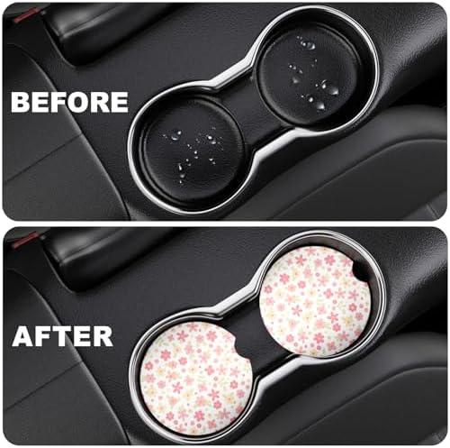 2 Pack Car Cup Holder Coaster, 2.63 inch Anti Slip Insert Absorbent Ceramic Car - Image 6