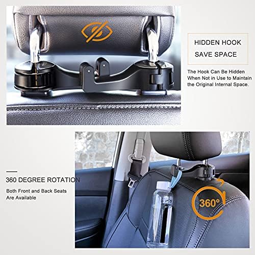 Car Headrest Hook with Phone Holder, Universal 360 Rotation Headrest Hooks - Image 5