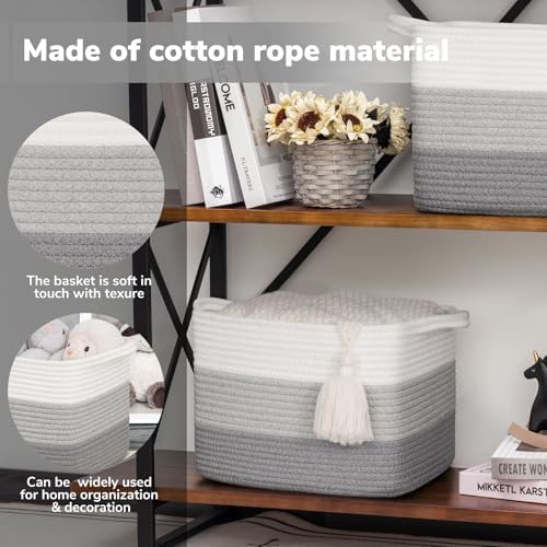 Goodpick Woven Storage Basket for Shelves, Gradient Gray - Image 4