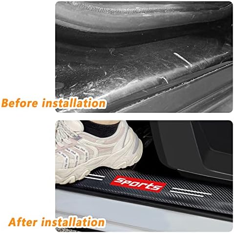 4Pcs Car Door Sill Protector, Sport Carbon Fiber Threshold Anti-Scratch Sticker - Image 7