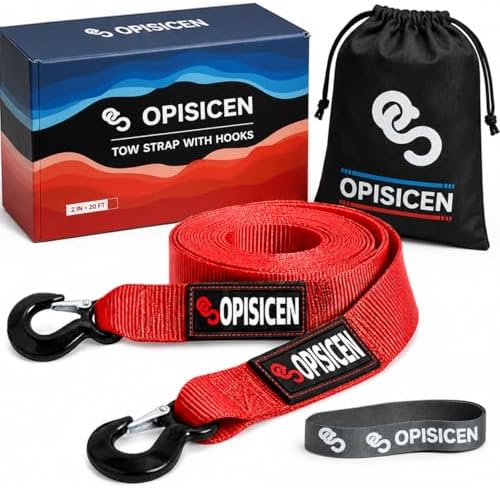 Tow Strap with Hooks 2 Inch x 20 Foot by OPISICEN