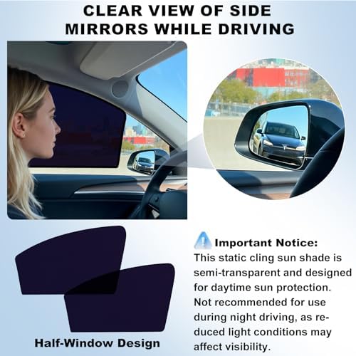 XCBYT 2020-2024 Tesla Model Y Window Shades, Static Cling 4 Pack - Image 5