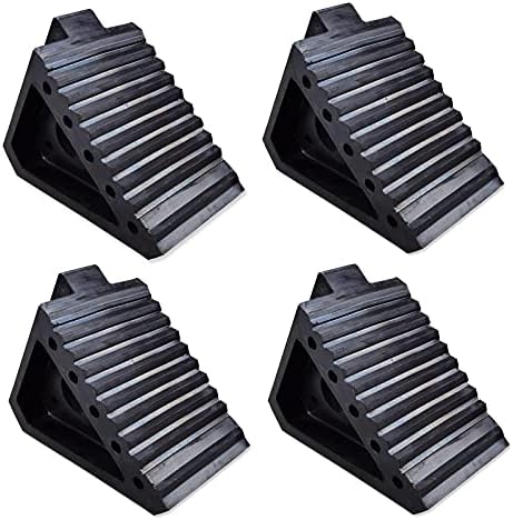 HOXWELL Solid Heavy Duty Rubber Wheel Chocks 4 Packs, Premium Wheel Stopper by HOXWELL