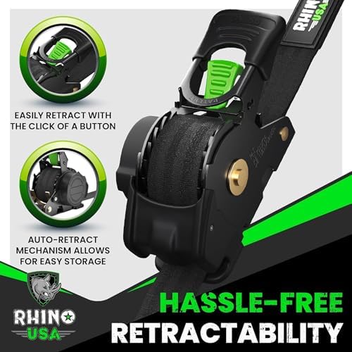 Rhino USA Retractable Ratchet Straps - 1in x 10ft - Image 3