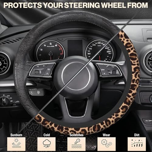 Leopard Steering Wheel Cover, Cheetah Universal Car Steering Wheel Covers - Image 4