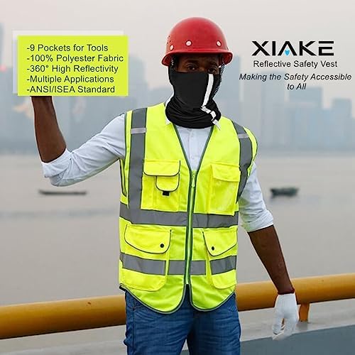 XIAKE 9 Pockets Class 2 High Visibility Reflective Safety Vest - Image 4