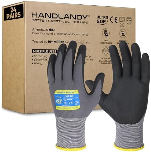 HANDLANDY 6 Pairs Safety Work Gloves by HANDLANDY
