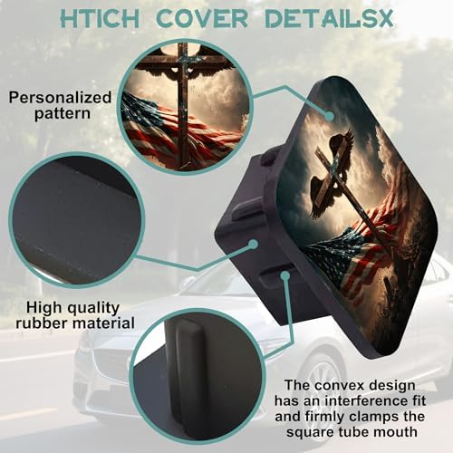 Trailer Hitch Cover, American Flag Angel Wing Tow Hitch Cover - Image 4