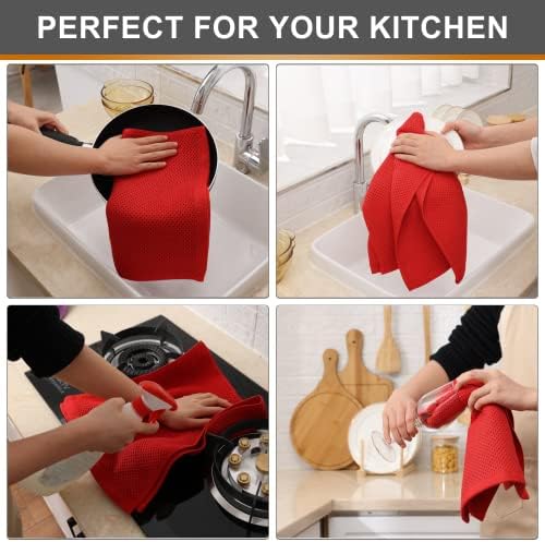 Kitinjoy 100% Cotton Waffle 4-Pack Kitchen Towels - Image 4