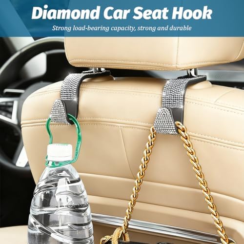 Zpana 4PCS Bling Car Seat Headrest Hooks, Vehicle Back Seat Purse Handbag - Image 4